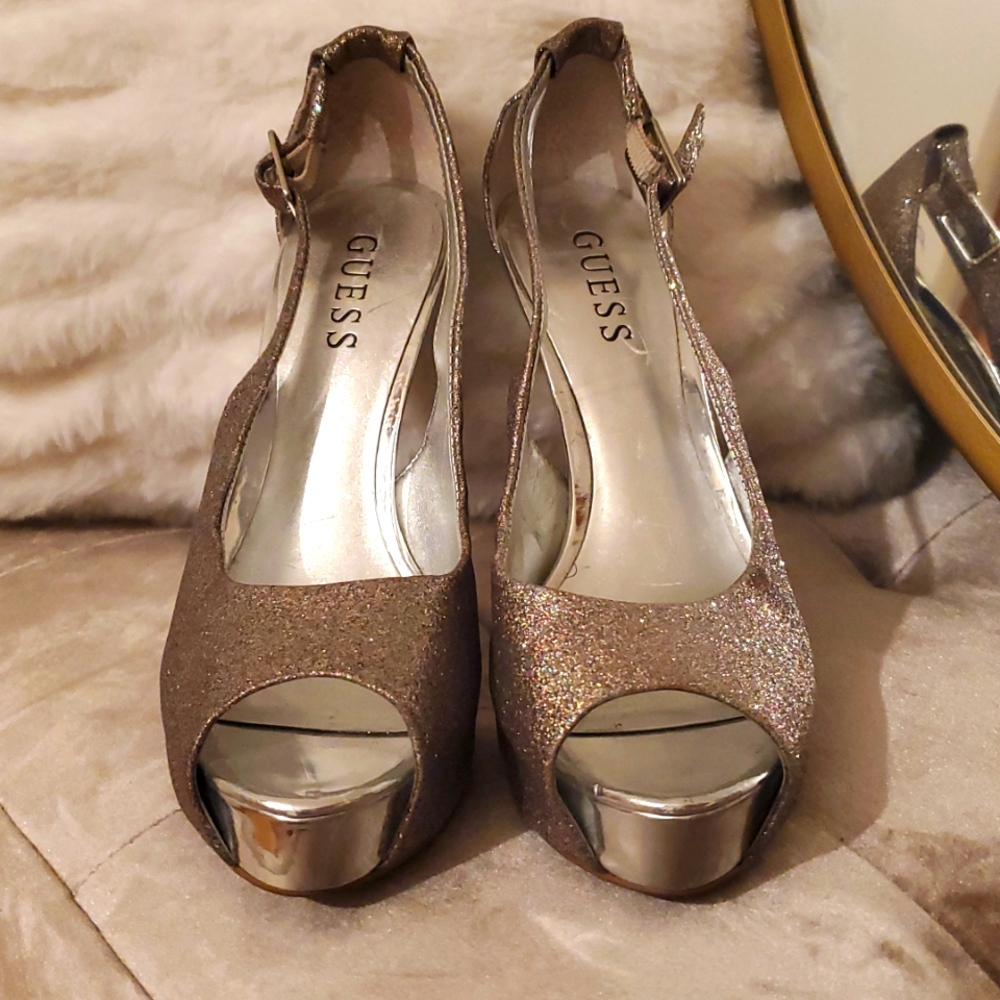 Guess Pink Glitter Stiletto Heels - Picture 3 of 9